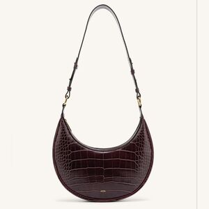 JW PEI Brown Dark Burgundy Carly Saddle Crocodile-Embossed Shoulder Bag